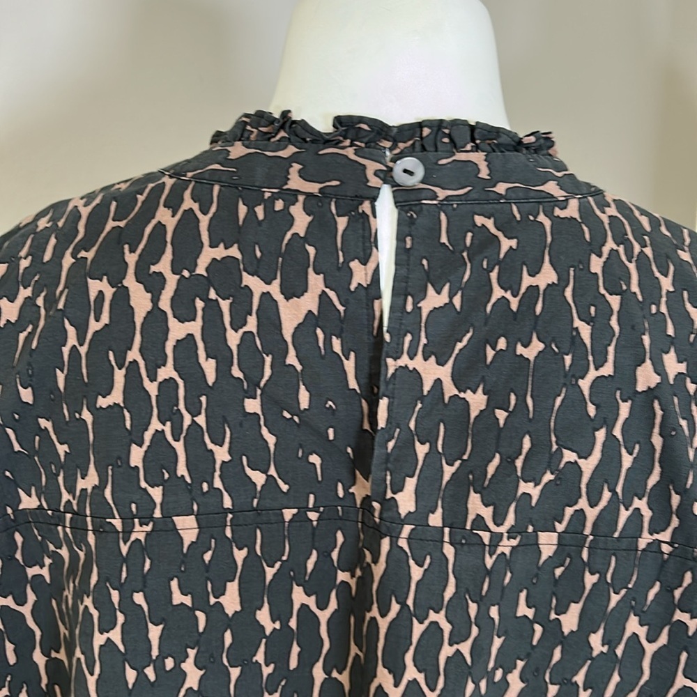 Rails Ariana Savannah Top caramel brown high neck shirt onyx black animal Sz XL - Picture 9 of 16